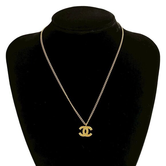 CHANEL Vintage Gold Logo Necklace